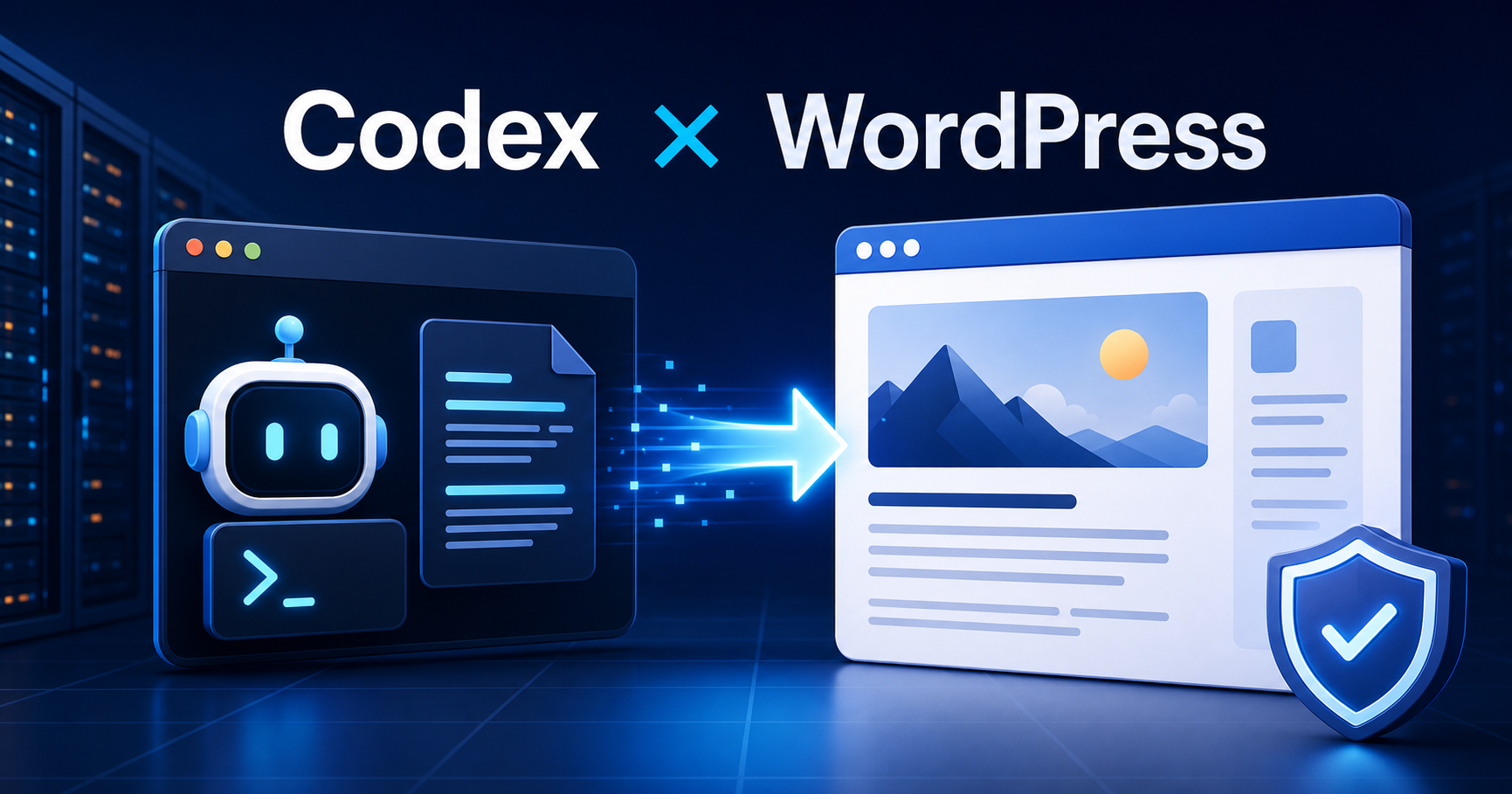 Codexを使ってサーバーからWordPressへ記事を投稿するイメージ